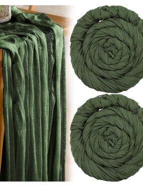 🤍 Cheesecloth Gauze Table Runners Bundle – White & Green